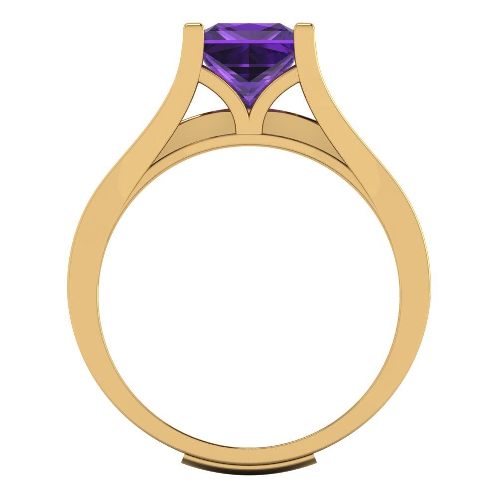 2.28 cttw Princess Cut Natural Amethyst Bridal Set - Solid Yellow Gold Engagement Ring & Wedding Band