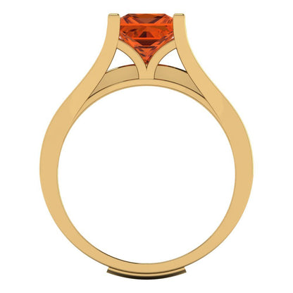 2.28 cttw Princess Cut Simulated Ruby Bridal Set - Solid Yellow Gold Engagement Ring & Wedding Band