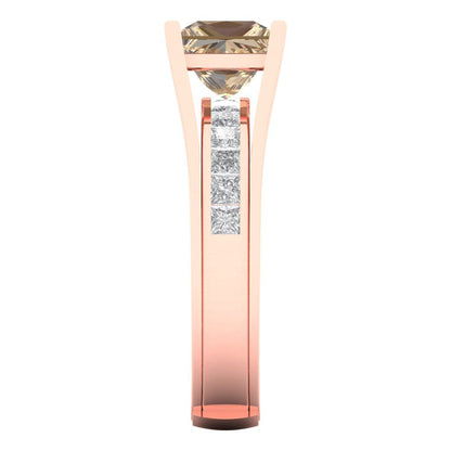 2.28 cttw Princess Cut Yellow Moissanite Bridal Set - Solid Rose Gold Engagement Ring & Wedding Band