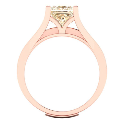 2.28 cttw Princess Cut Natural Morganite Bridal Set - Solid Rose Gold Engagement Ring & Wedding Band