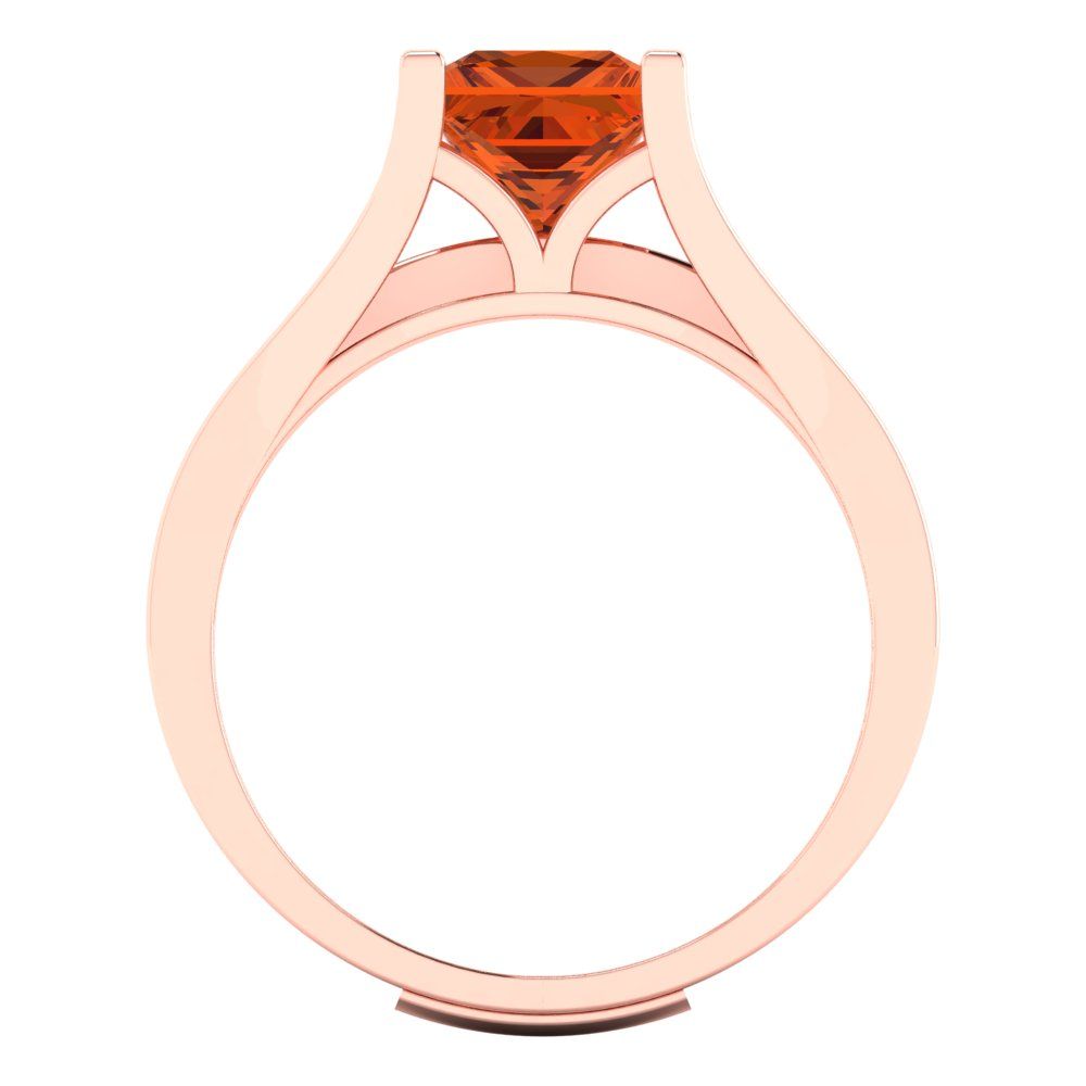 2.28 cttw Princess Cut Simulated Pink Tourmaline Bridal Set - Solid Rose Gold Engagement Ring & Wedding Band