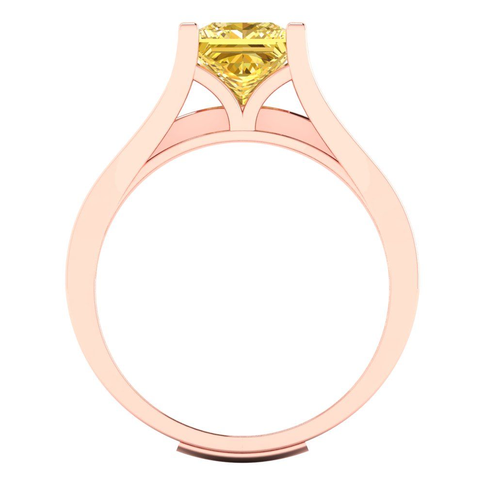 2.28 cttw Princess Cut Simulated Yellow Diamond Bridal Set - Solid Rose Gold Engagement Ring & Wedding Band