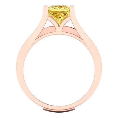 2.28 cttw Princess Cut Simulated Yellow Diamond Bridal Set - Solid Rose Gold Engagement Ring & Wedding Band