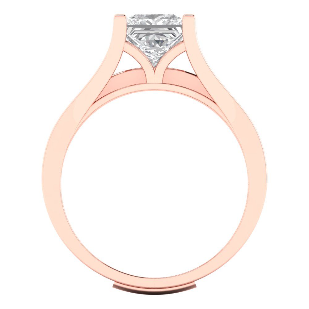 2.28 cttw Princess Cut White Sapphire Bridal Set - Solid Rose Gold Engagement Ring & Wedding Band