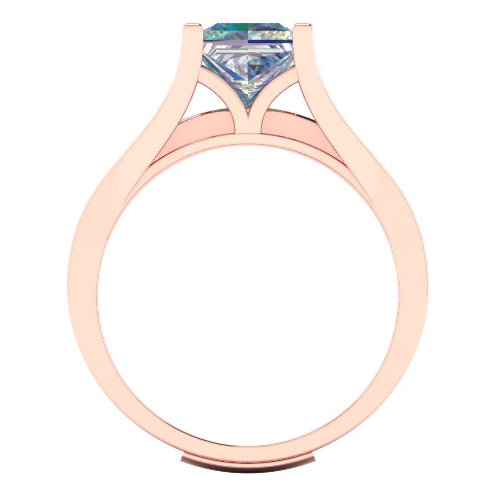 2.28 cttw Princess Cut Blue Moissanite Bridal Set - Solid Rose Gold Engagement Ring & Wedding Band