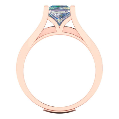 2.28 cttw Princess Cut Blue Moissanite Bridal Set - Solid Rose Gold Engagement Ring & Wedding Band