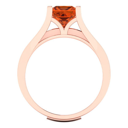2.28 cttw Princess Cut Simulated Ruby Bridal Set - Solid Rose Gold Engagement Ring & Wedding Band