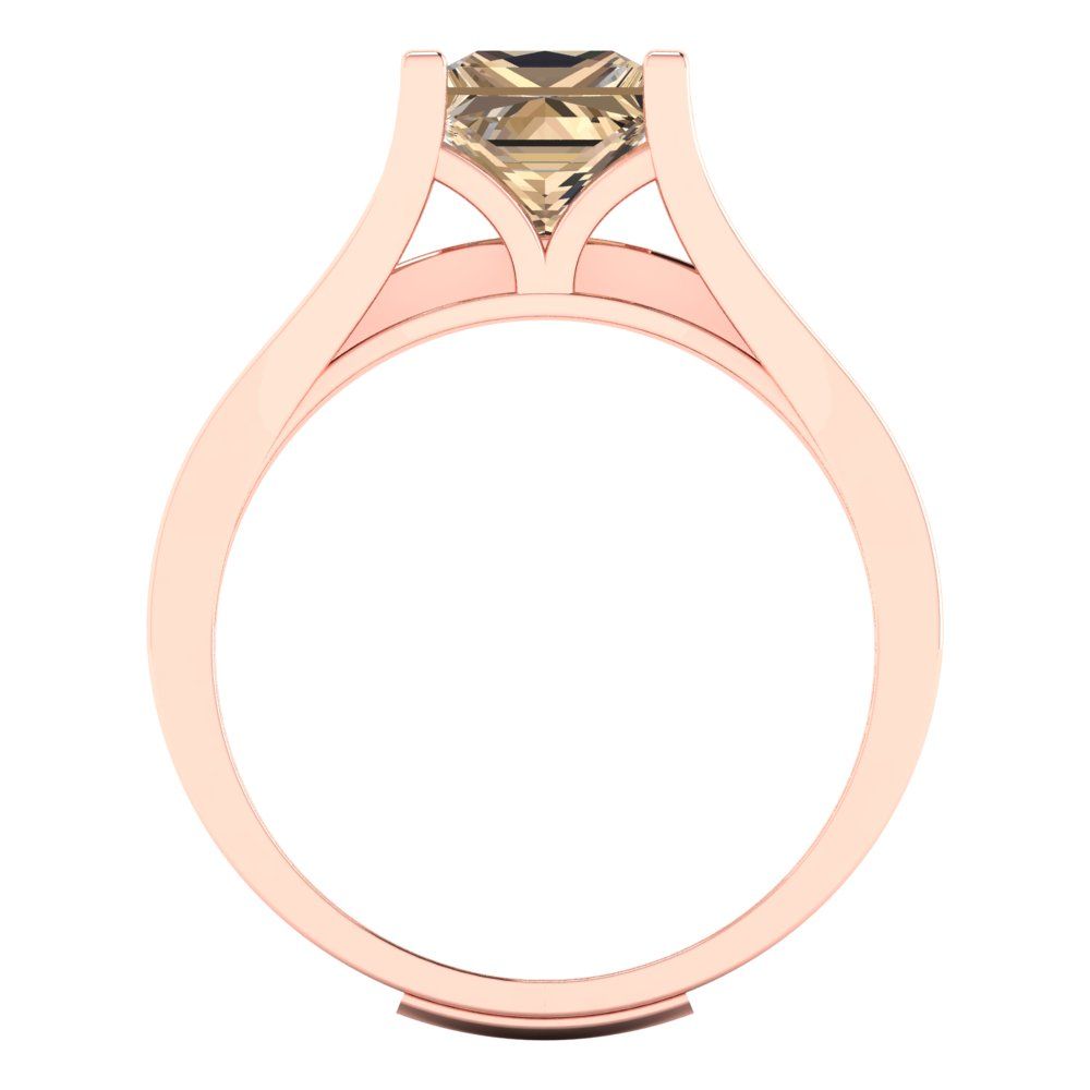 2.28 cttw Princess Cut Yellow Moissanite Bridal Set - Solid Rose Gold Engagement Ring & Wedding Band