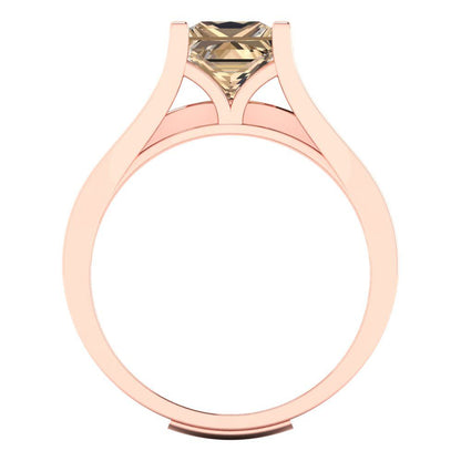 2.28 cttw Princess Cut Yellow Moissanite Bridal Set - Solid Rose Gold Engagement Ring & Wedding Band
