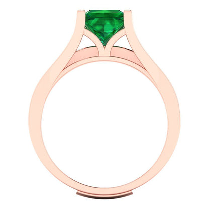 2.28 cttw Princess Cut Simulated Emerald Bridal Set - Solid Rose Gold Engagement Ring & Wedding Band