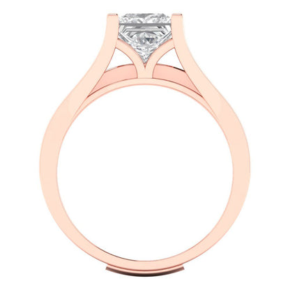 2.28 cttw Princess Cut Moissanite Bridal Set - Solid Rose Gold Engagement Ring & Wedding Band