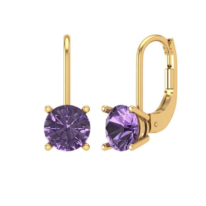 2cttw Alexandrite Gold-Plated 925 Silver Lever Back Drop Dangle Earrings