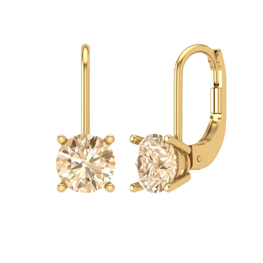 2 ctw Morganite Drop Dangle Earrings | 6.5mm Round Cut White Gold Lever Back | February Birthstone