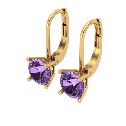 2cttw Alexandrite Gold-Plated 925 Silver Lever Back Drop Dangle Earrings