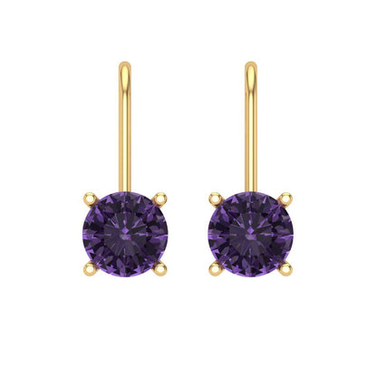 2cttw Alexandrite Gold-Plated 925 Silver Lever Back Drop Dangle Earrings