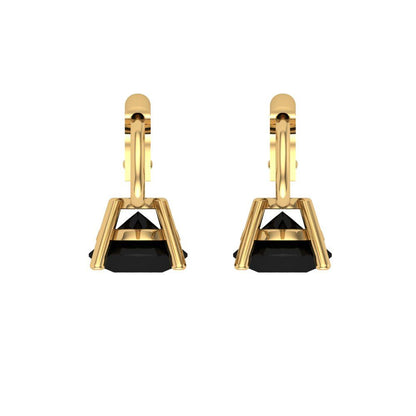 2 ctw Onyx Drop Dangle Earrings | 6.5mm Round Cut White Gold Lever Back | July Birthstone
