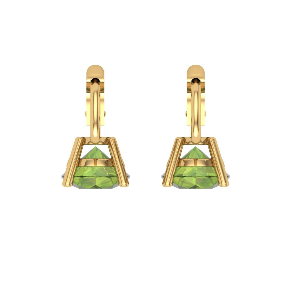 2 ctw Peridot Drop Dangle Earrings | 6.5mm Round Cut White Gold Lever Back | August Birthstone