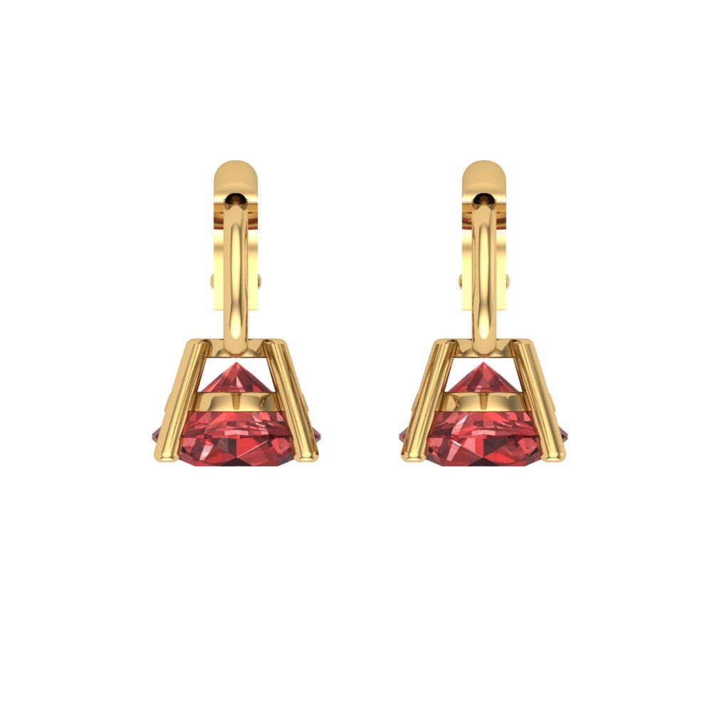 2 ctw Garnet Drop Dangle Earrings | 6.5mm Round Cut White Gold Lever Back | January Birthstone