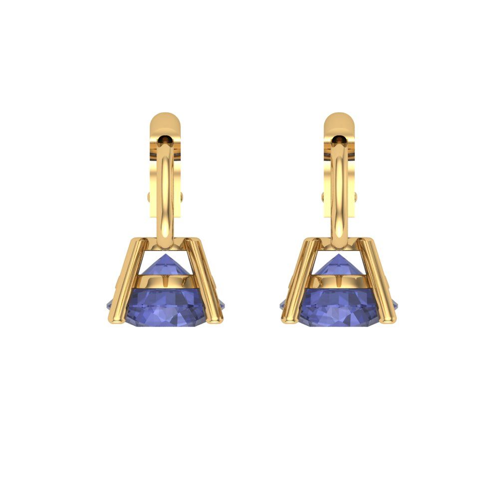 2 ctw Tanzanite Drop Dangle Earrings | 6.5mm Round Cut White Gold Lever Back | December Birthstone