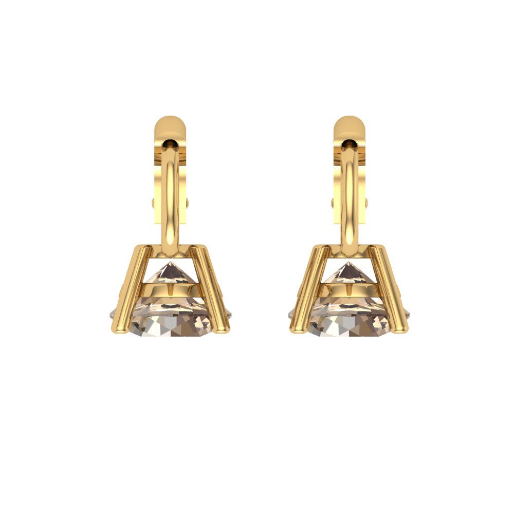 2 ctw Yellow Moissanite Drop Dangle Earrings | 6.5mm Round Cut White Gold Lever Back | April Birthstone