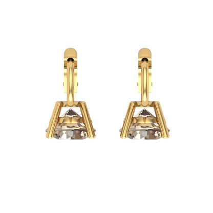 2 ctw Yellow Moissanite Drop Dangle Earrings | 6.5mm Round Cut White Gold Lever Back | April Birthstone