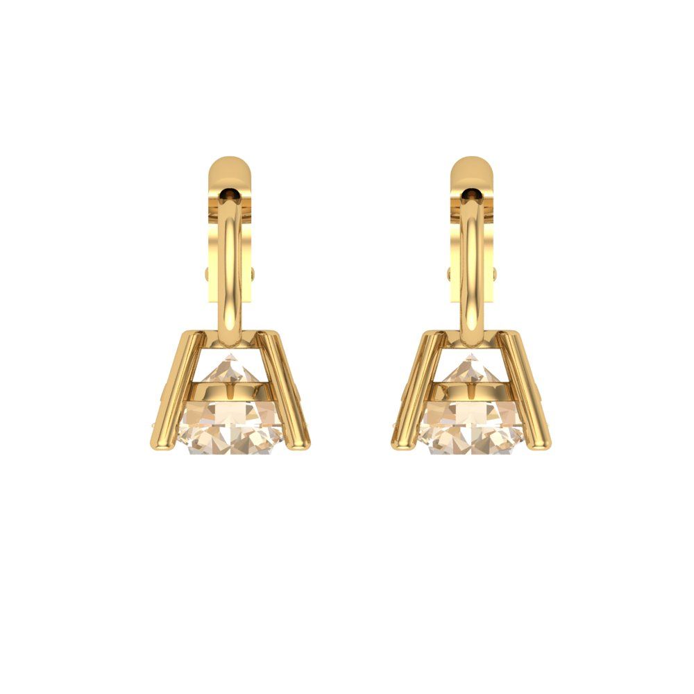 2 ctw Morganite Drop Dangle Earrings | 6.5mm Round Cut White Gold Lever Back | February Birthstone