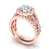 1.92 ct Brilliant Round Cut Natural Diamond Stone Clarity SI1-2 Color G-H Rose Gold Halo Solitaire with Accents Bridal Set