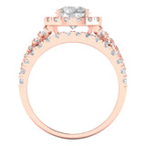 1.92 ct Brilliant Round Cut Natural Diamond Stone Clarity SI1-2 Color G-H Rose Gold Halo Solitaire with Accents Bridal Set