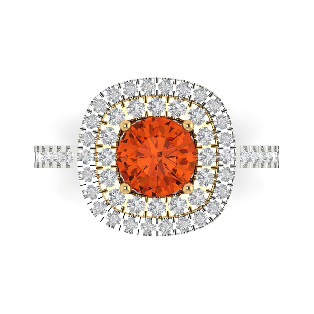 1.615 cttw Zirconia Simulated Red Diamond Hidden Halo Engagement Ring - Solid Gold (VVS1, Round Cut,6.5mm)