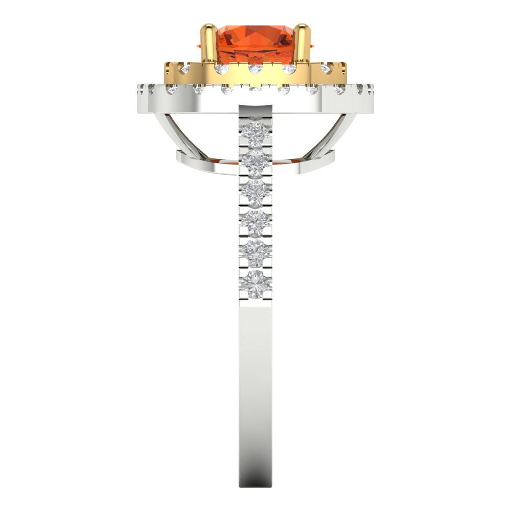 1.615 cttw Zirconia Simulated Red Diamond Hidden Halo Engagement Ring - Solid Gold (VVS1, Round Cut,6.5mm)