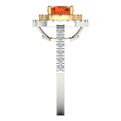 1.615 cttw Zirconia Simulated Red Diamond Hidden Halo Engagement Ring - Solid Gold (VVS1, Round Cut,6.5mm)