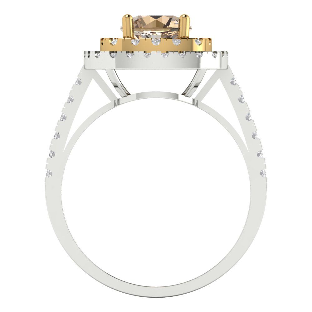 1.615 cttw Yellow Moissanite Hidden Halo Engagement Ring - Solid White/Yellow Gold (VVS1, Round Cut,6.5mm)