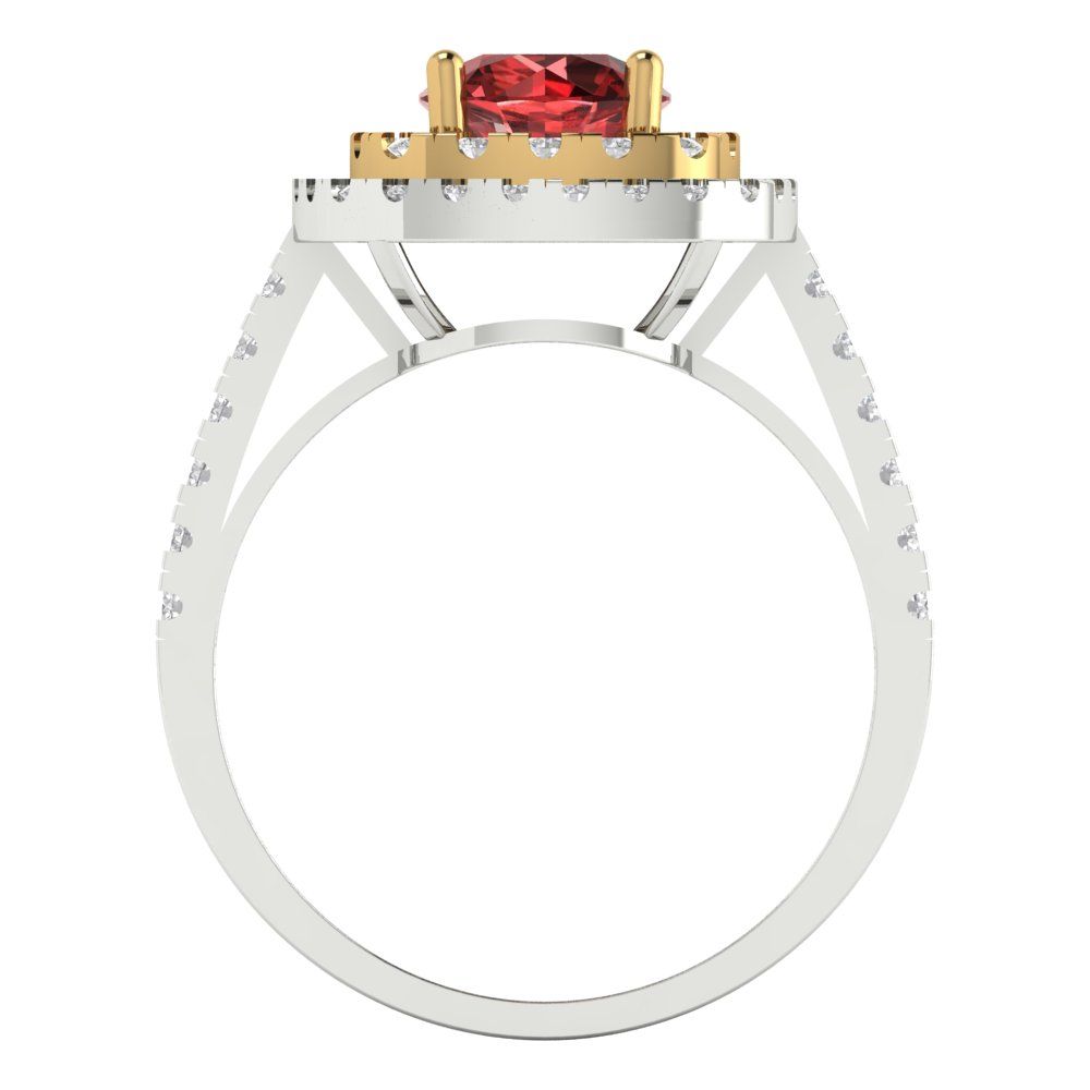 1.615 cttw Natural Garnet Hidden Halo Engagement Ring - Solid Gold (Round Cut,6.5mm)