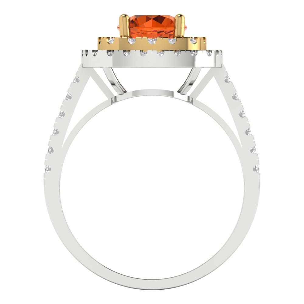 1.615 cttw Simulated Ruby Hidden Halo Engagement Ring - Solid White/Yellow Gold (VVS1, Round Cut,6.5mm)