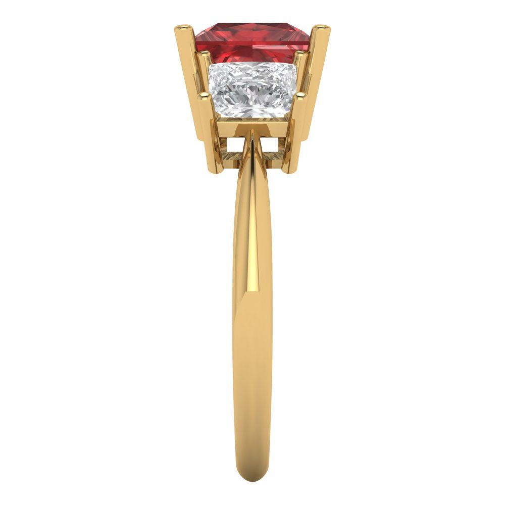 2.5 cttw Natural Garnet Three-Stone Engagement Ring - Solid Gold (Princess Cut,6.5 mm)