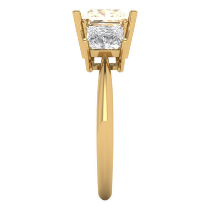 2.5 cttw Natural Morganite Three-Stone Engagement Ring - Solid Gold (Princess Cut,6.5 mm)
