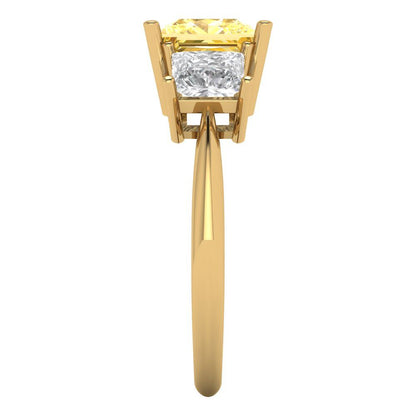 2.5 cttw Natural Citrine Three-Stone Engagement Ring - Solid Gold (Princess Cut,6.5 mm)