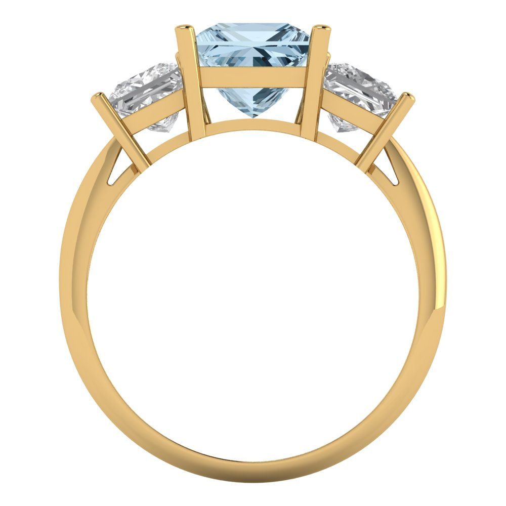 2.5 cttw Natural Swiss Blue Topaz Three-Stone Engagement Ring - Solid Gold (Princess Cut,6.5 mm)