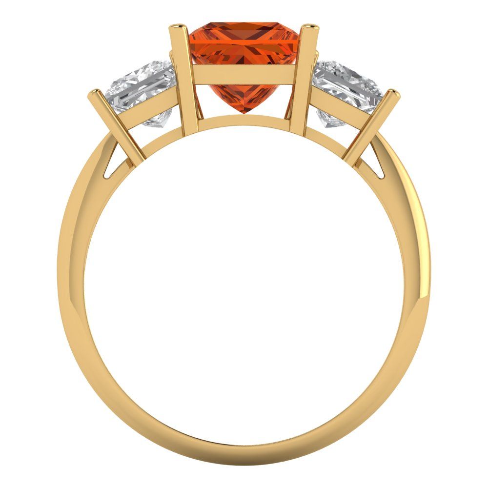 2.5 cttw Simulated Pink Tourmaline Three-Stone Engagement Ring - Solid Gold (Princess Cut,6.5 mm)