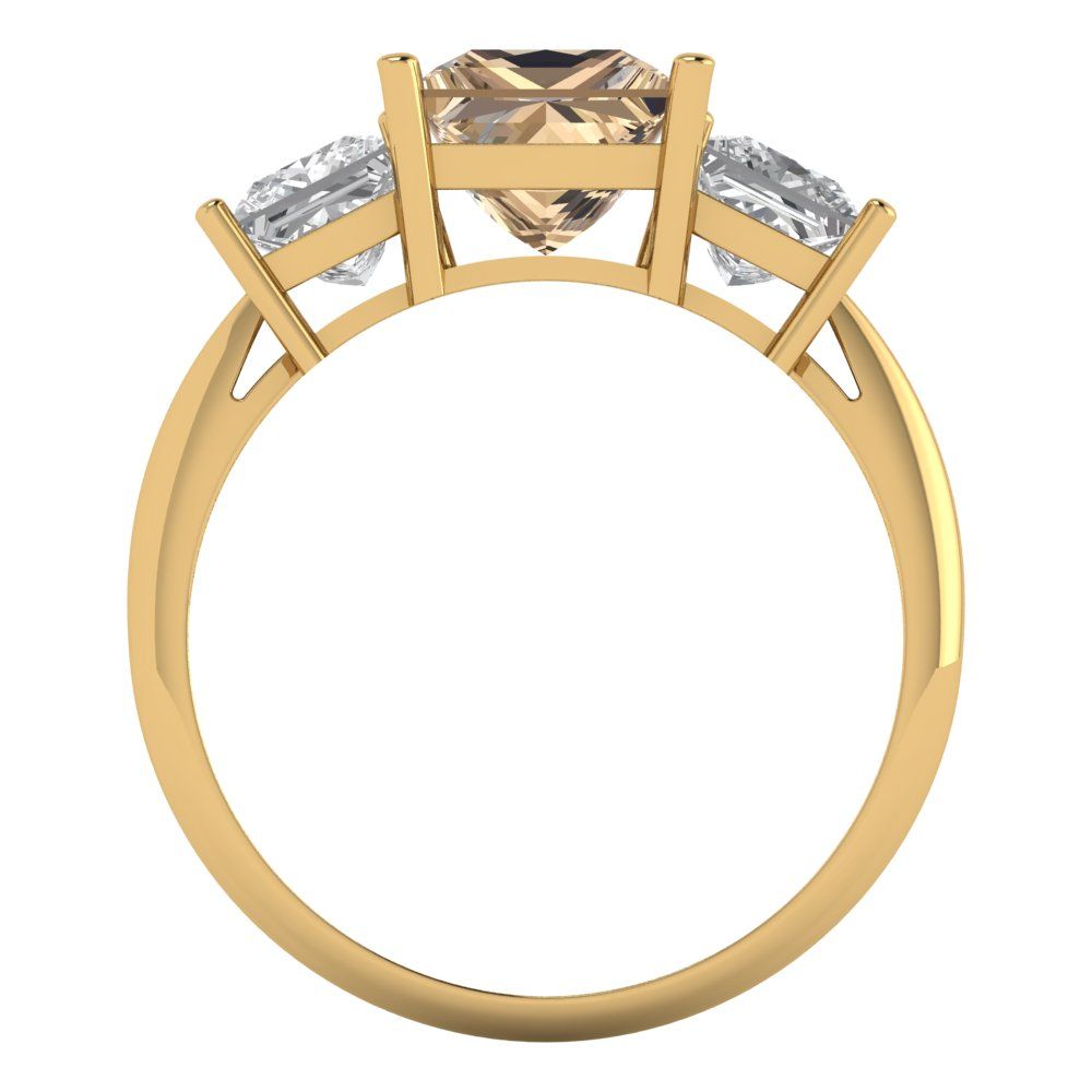 2.5 cttw Yellow Moissanite Three-Stone Engagement Ring - Solid Gold (Princess Cut,6.5 mm)