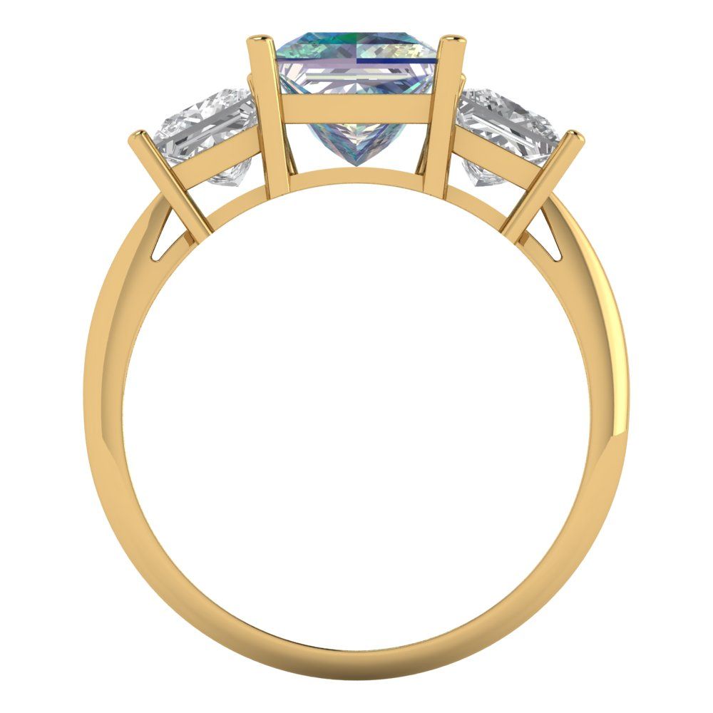 2.5 cttw Blue Moissanite Three-Stone Engagement Ring - Solid Gold (Princess Cut,6.5 mm)