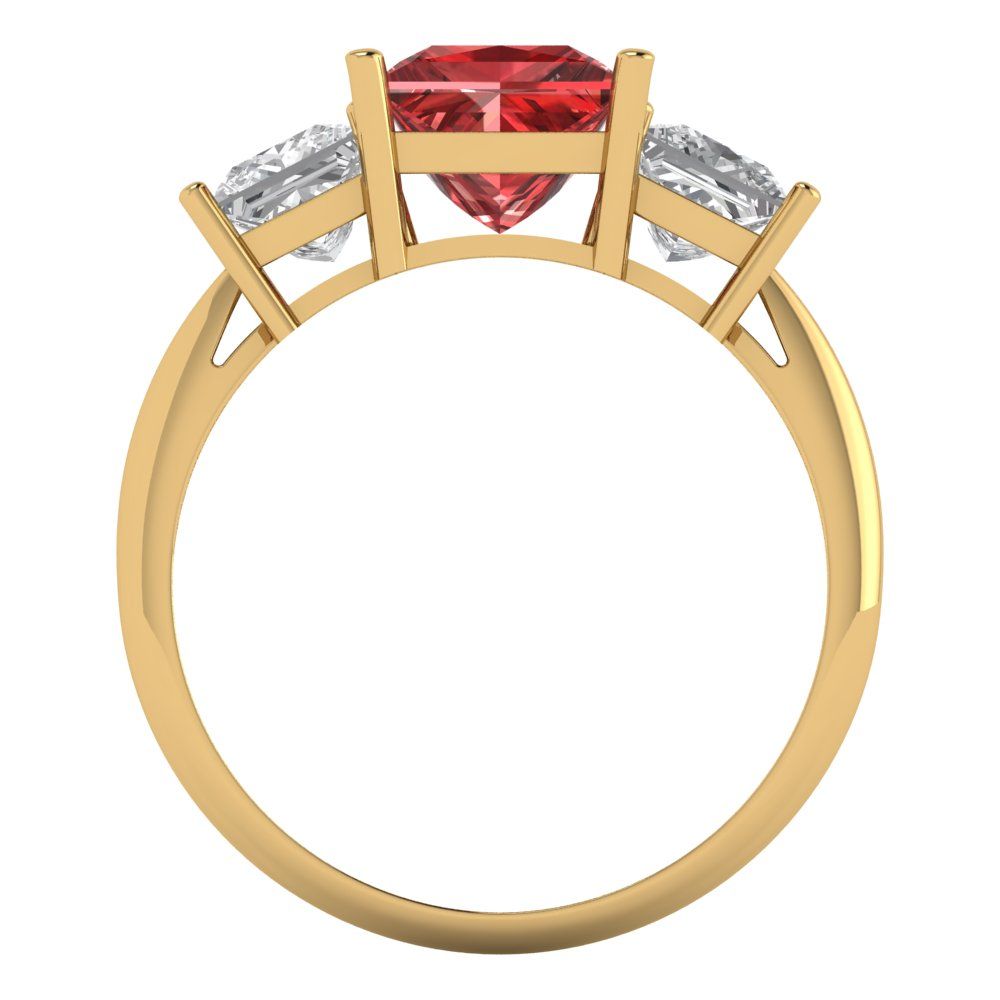 2.5 cttw Natural Garnet Three-Stone Engagement Ring - Solid Gold (Princess Cut,6.5 mm)