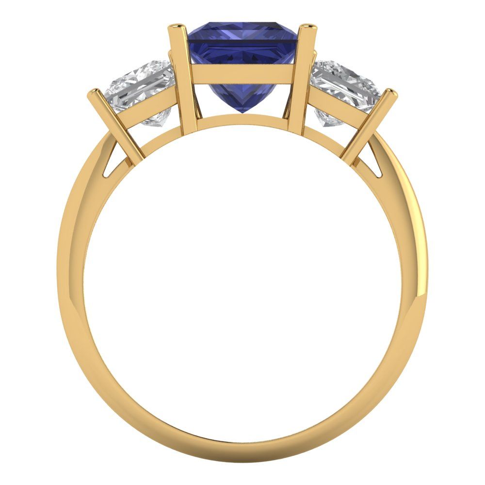 2.5 cttw Simulated Tanzanite Three-Stone Engagement Ring - Solid Gold (Princess Cut,6.5 mm)