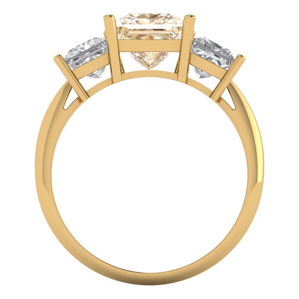 2.5 cttw Natural Morganite Three-Stone Engagement Ring - Solid Gold (Princess Cut,6.5 mm)