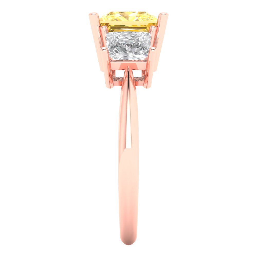 2.5 cttw Natural Citrine Three-Stone Engagement Ring - Solid Gold (Princess Cut,6.5 mm)