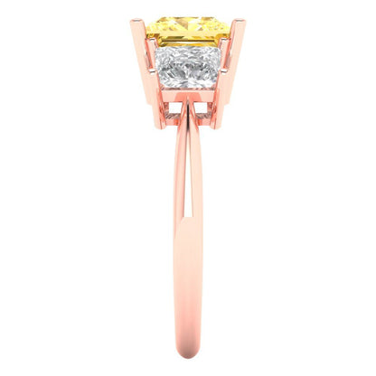 2.5 cttw Natural Citrine Three-Stone Engagement Ring - Solid Gold (Princess Cut,6.5 mm)