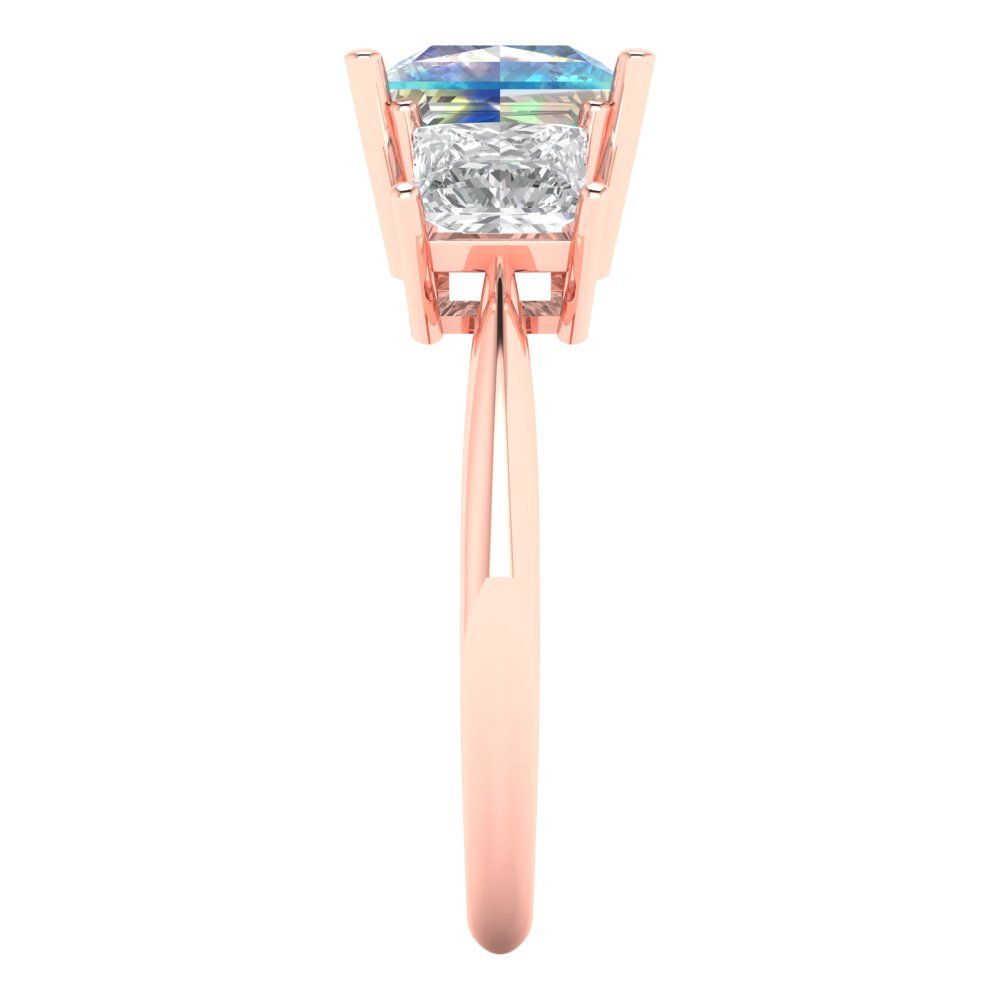 2.5 cttw Blue Moissanite Three-Stone Engagement Ring - Solid Gold (Princess Cut,6.5 mm)