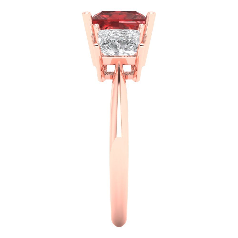 2.5 cttw Natural Garnet Three-Stone Engagement Ring - Solid Gold (Princess Cut,6.5 mm)