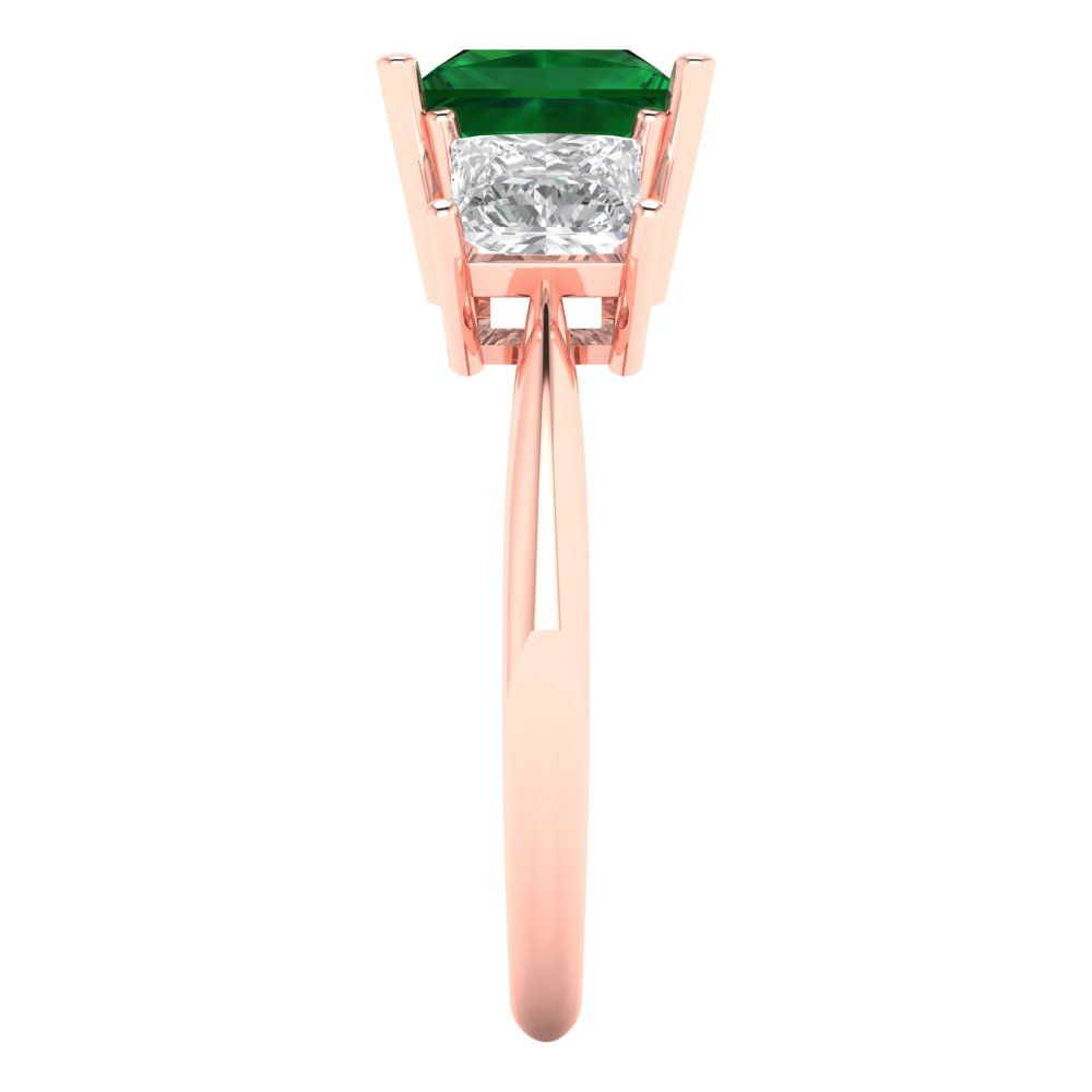 2.5 cttw Simulated Emerald Three-Stone Engagement Ring - Solid Gold (Princess Cut,6.5 mm)