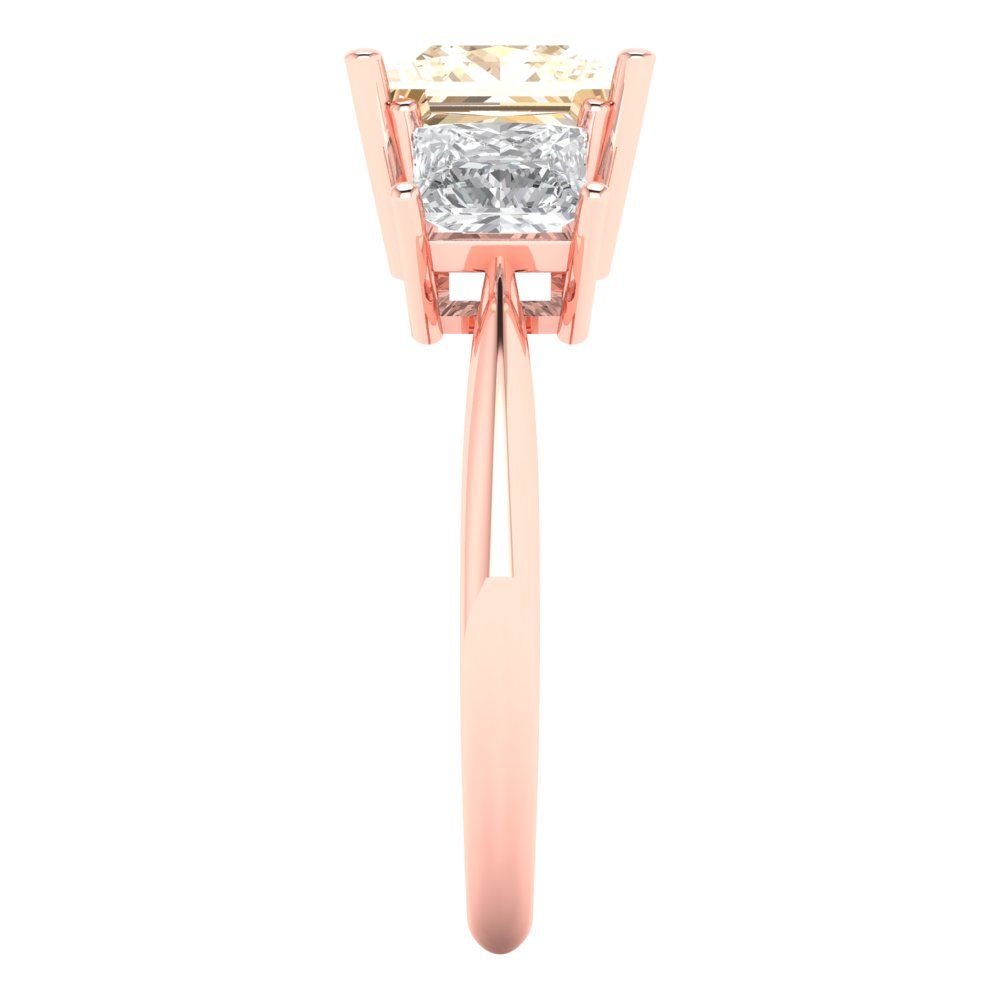 2.5 cttw Natural Morganite Three-Stone Engagement Ring - Solid Gold (Princess Cut,6.5 mm)